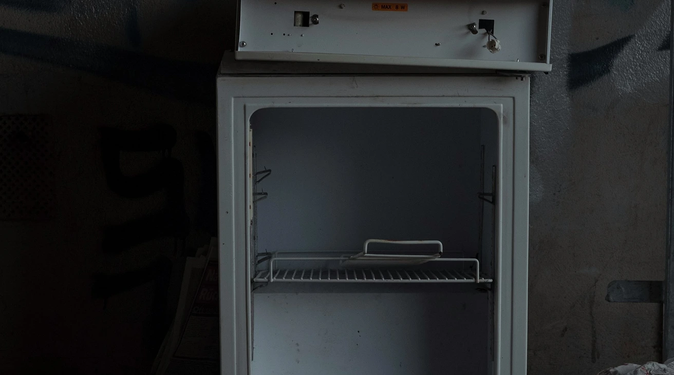 Portable fridge display and separate thermometer used during a cooling diagnosis